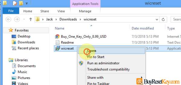 click open to run wicreset setup file